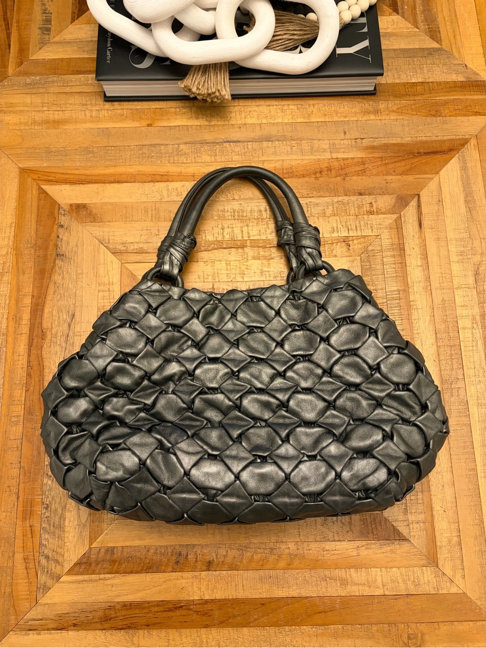 Prada Vintage Nappa Leather Woven Hobo Bag - Picture 13 of 14